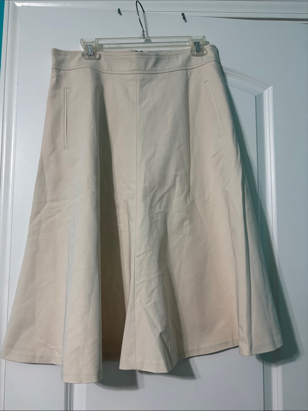 Ann Taylor Cream A-Line Flared Midi Soring Summer Party Event Skirt